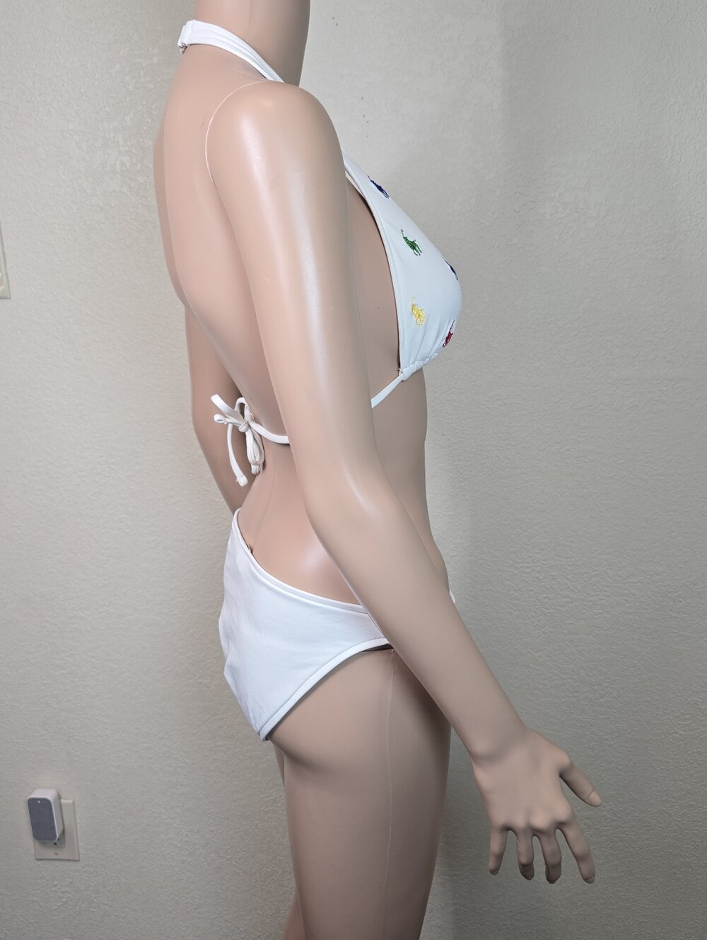 Y2K Ralph Lauren Two-Piece String Bikini White Multi Pony Print Size Medium - Picture 4 of 10
